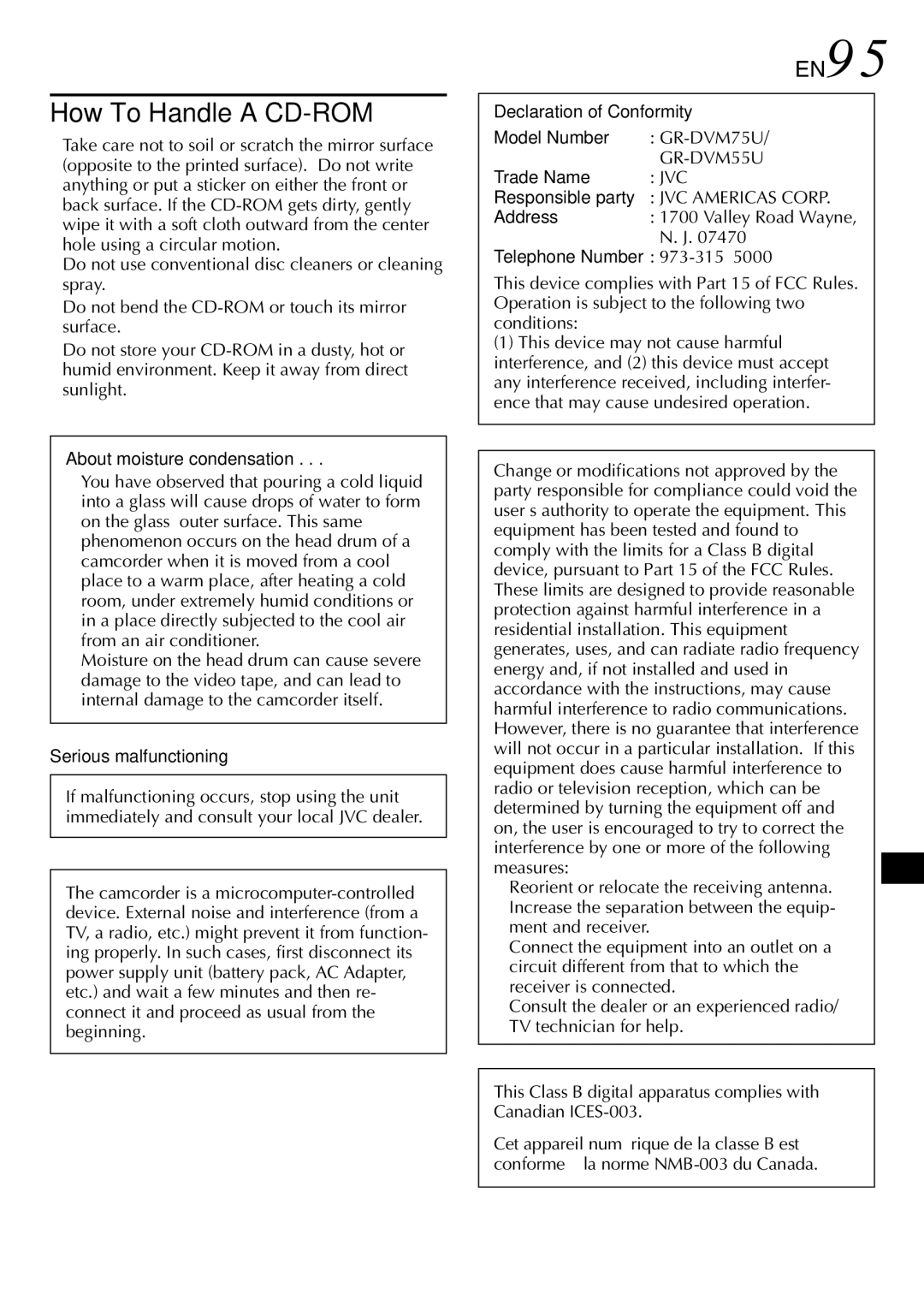 JVC GR-DVM75 specifications EN95 