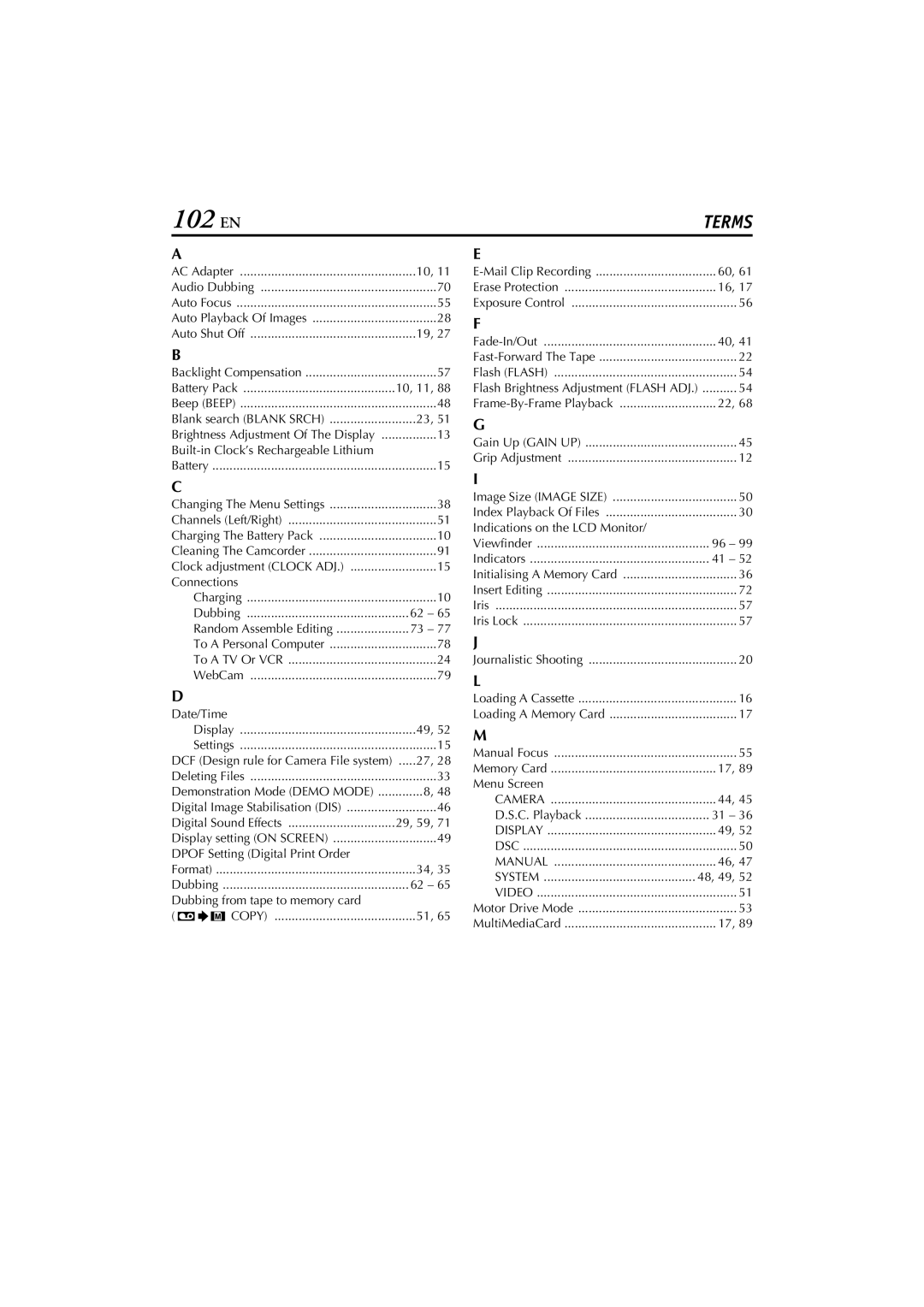 JVC GR-DVM76 instruction manual 102 EN 