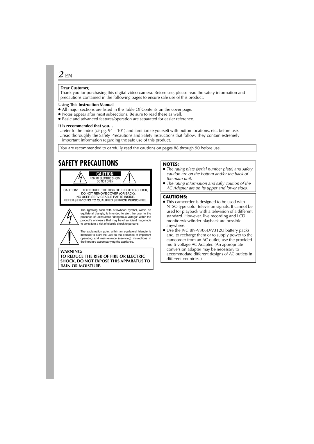 JVC GR-DVM76 instruction manual Dear Customer, It is recommended that you… 