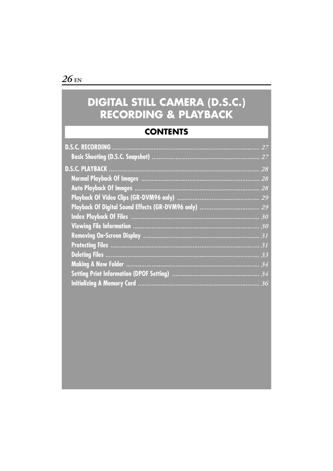 JVC GR-DVM76 instruction manual 26 EN, Recording & Playback 