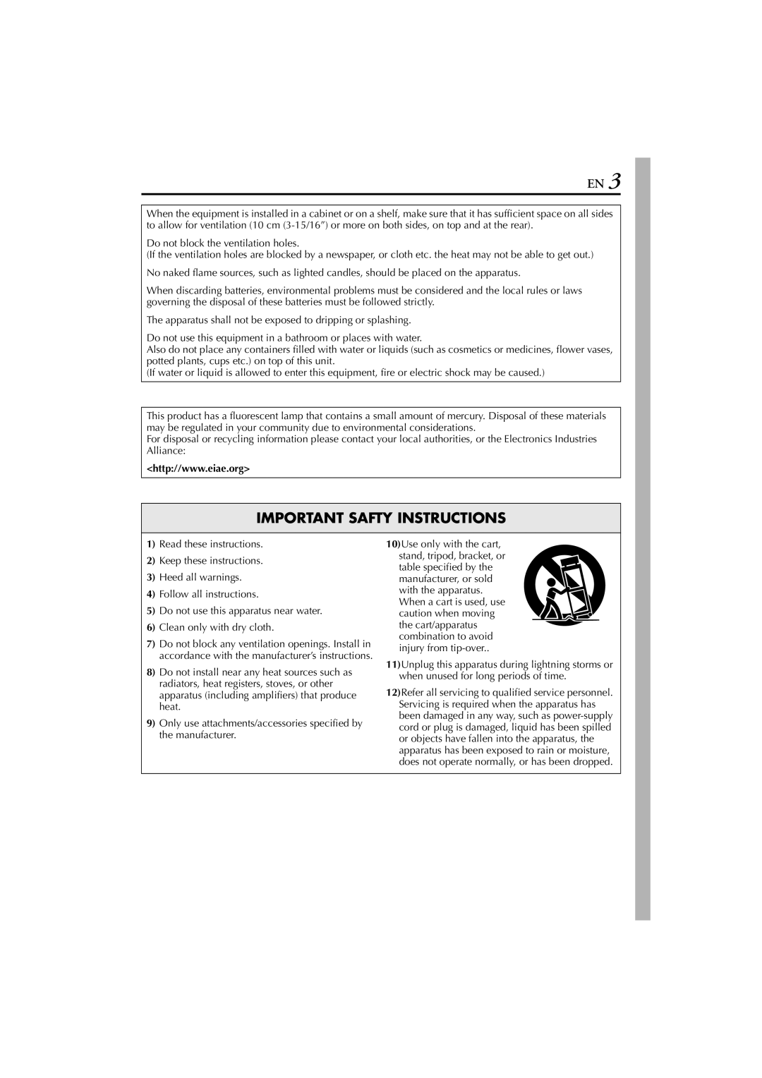 JVC GR-DVM76 instruction manual Important Safty Instructions 