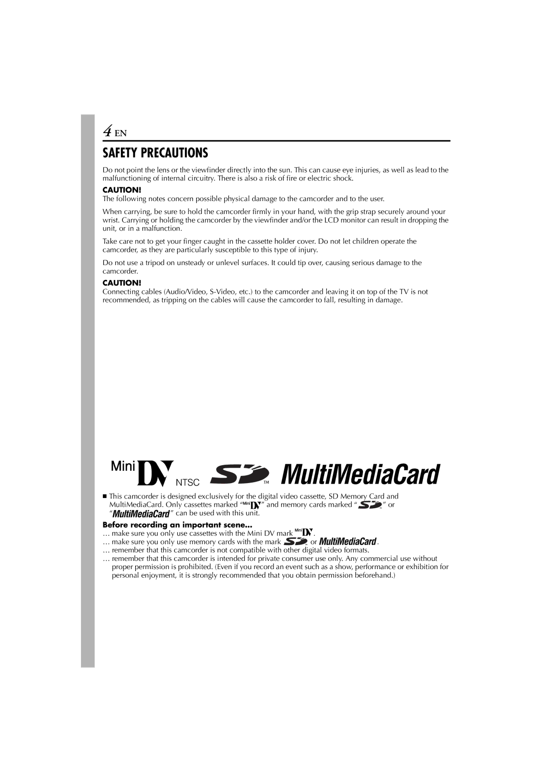 JVC GR-DVM76 instruction manual Before recording an important scene… 