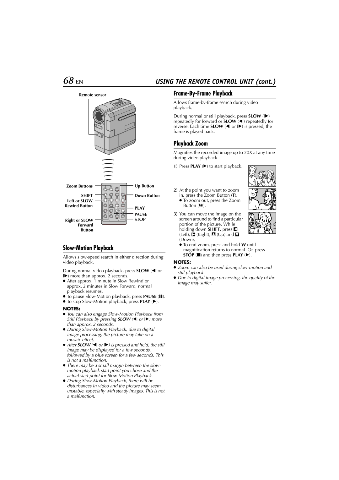 JVC GR-DVM76 instruction manual 68 EN, Slow-Motion Playback 