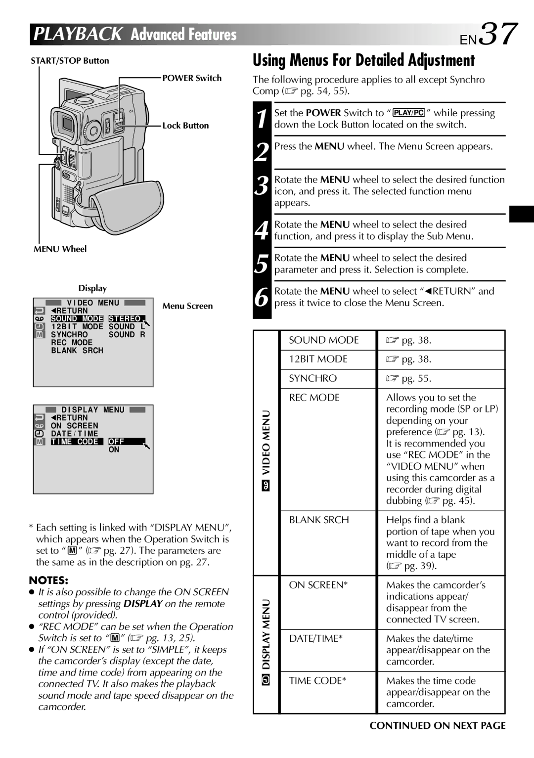 JVC GRDVM80U, GR-DVM80 specifications EN37 