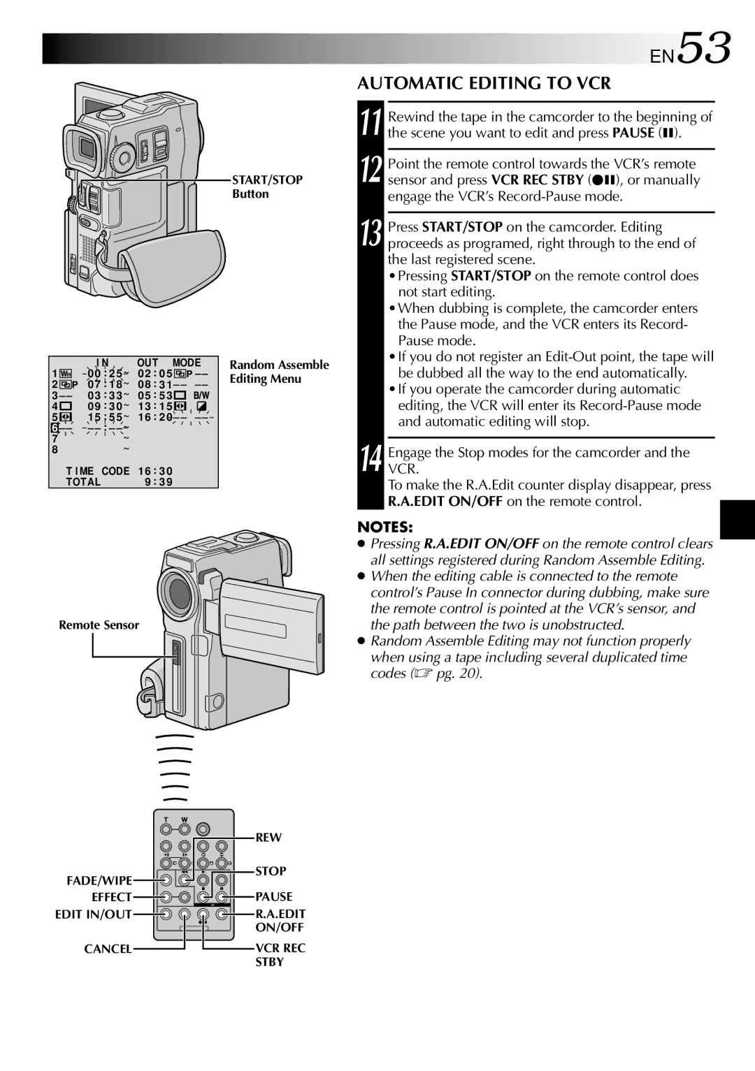 JVC GRDVM80U, GR-DVM80 specifications EN53, Automatic Editing to VCR 