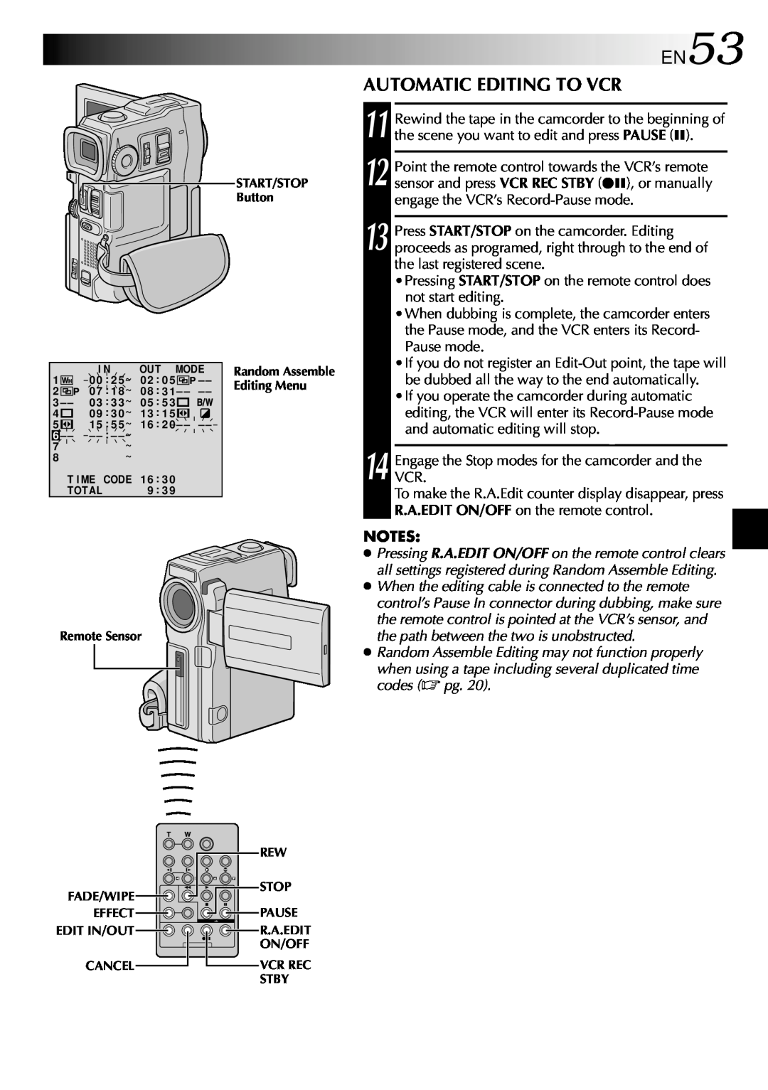 JVC GRDVM80U, GR-DVM80 specifications EN53, Automatic Editing To Vcr 