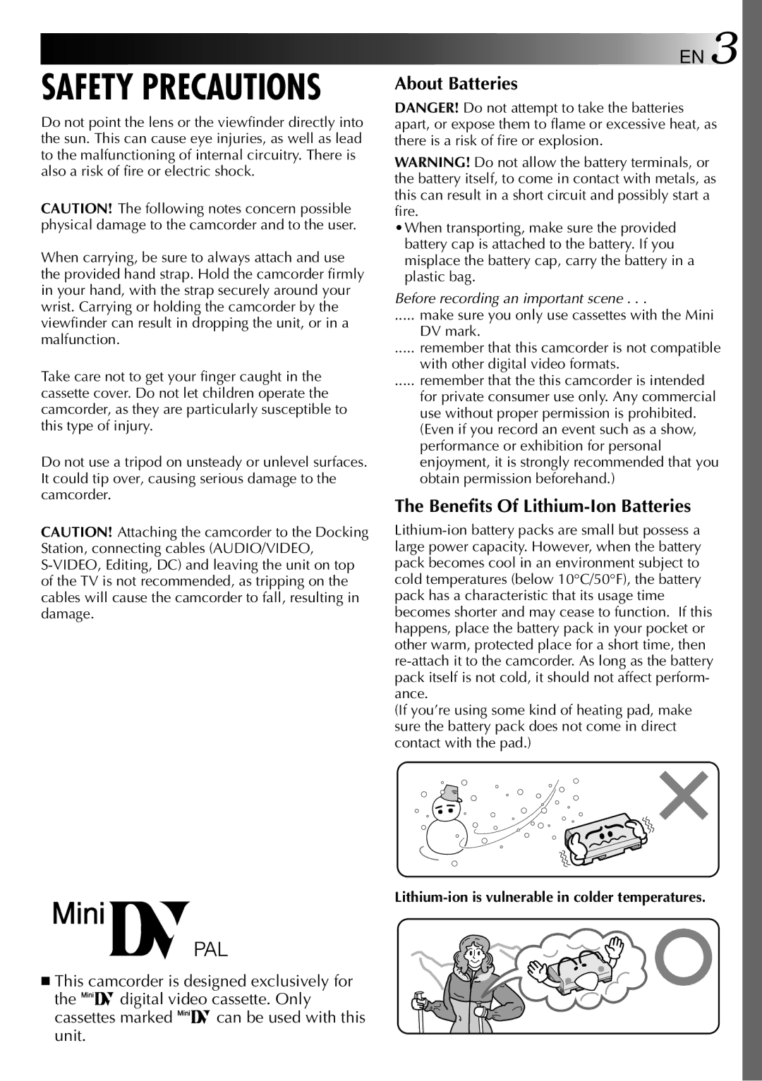 JVC LYT0002-0F2A, GR-DVM801 manual Safety Precautions 