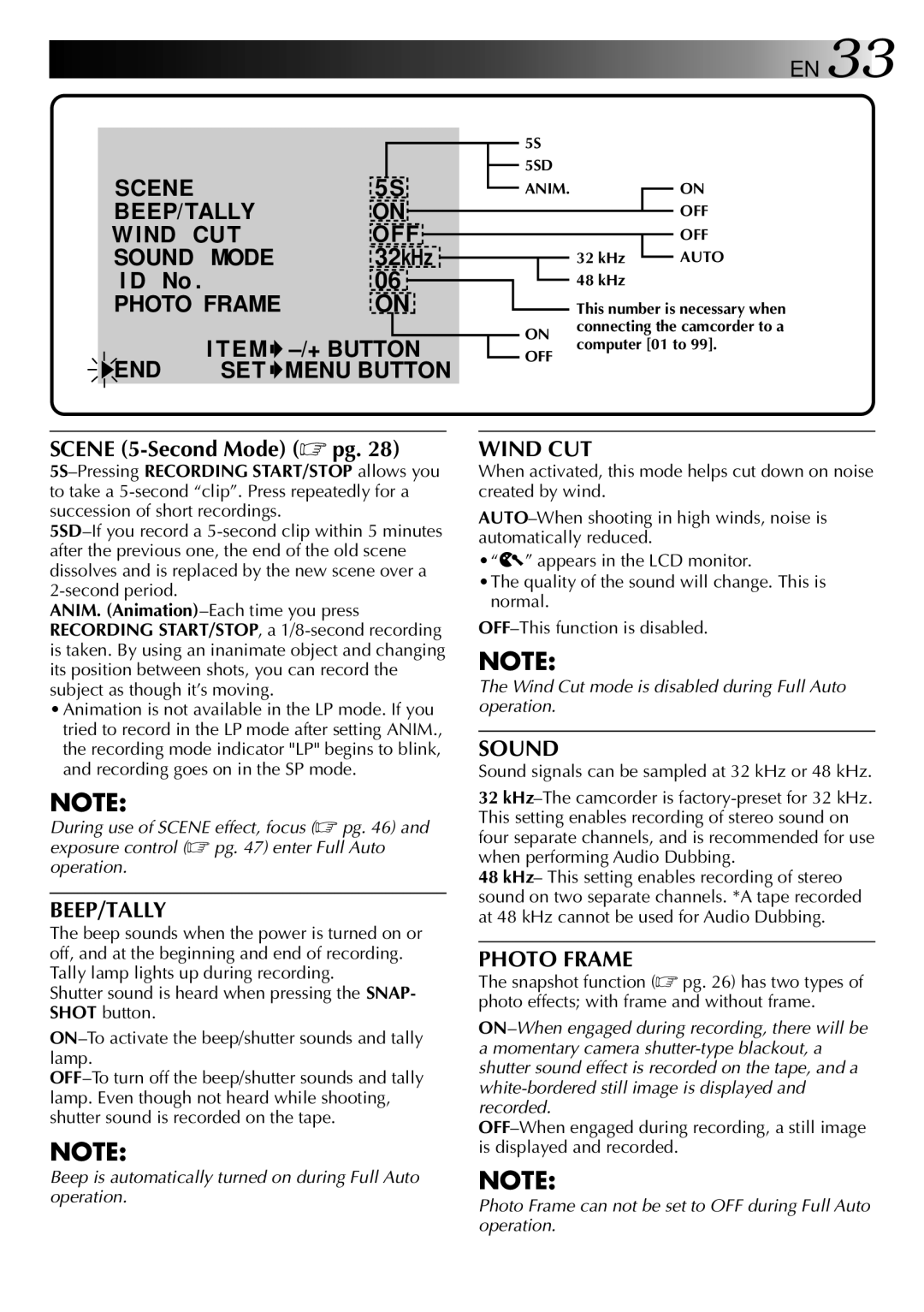 JVC LYT0002-0F2A, GR-DVM801 manual END SET Menu Button, Sound signals can be sampled at 32 kHz or 48 kHz 