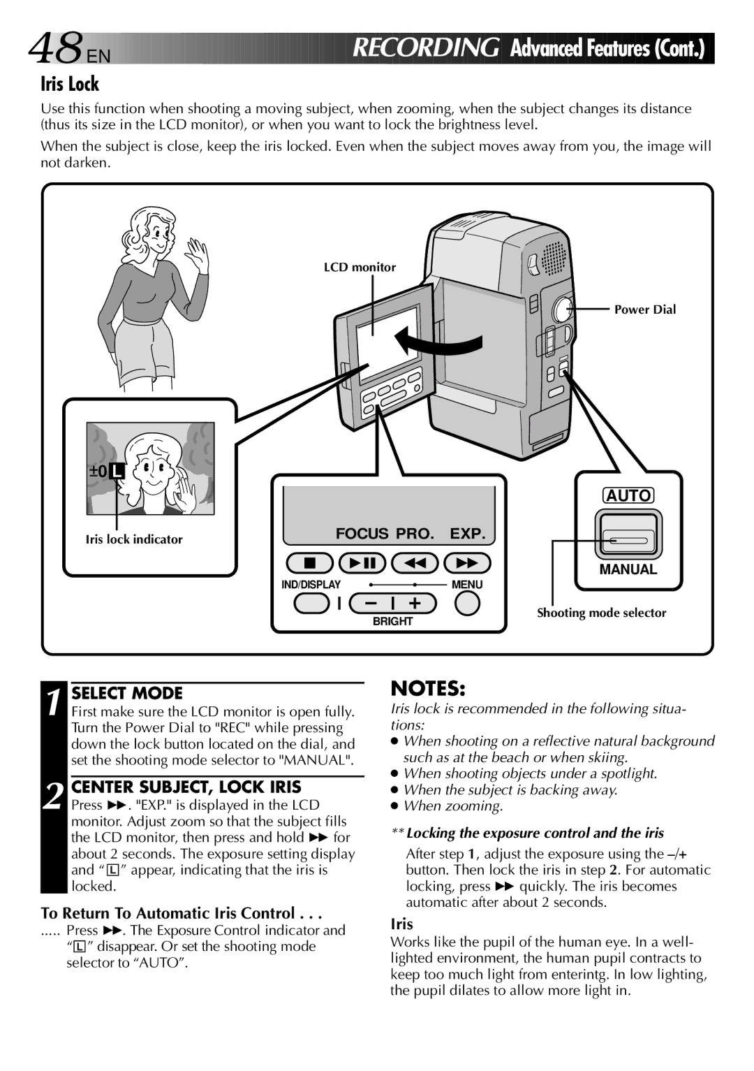 JVC GR-DVM801, LYT0002-0F2A manual Iris Lock 