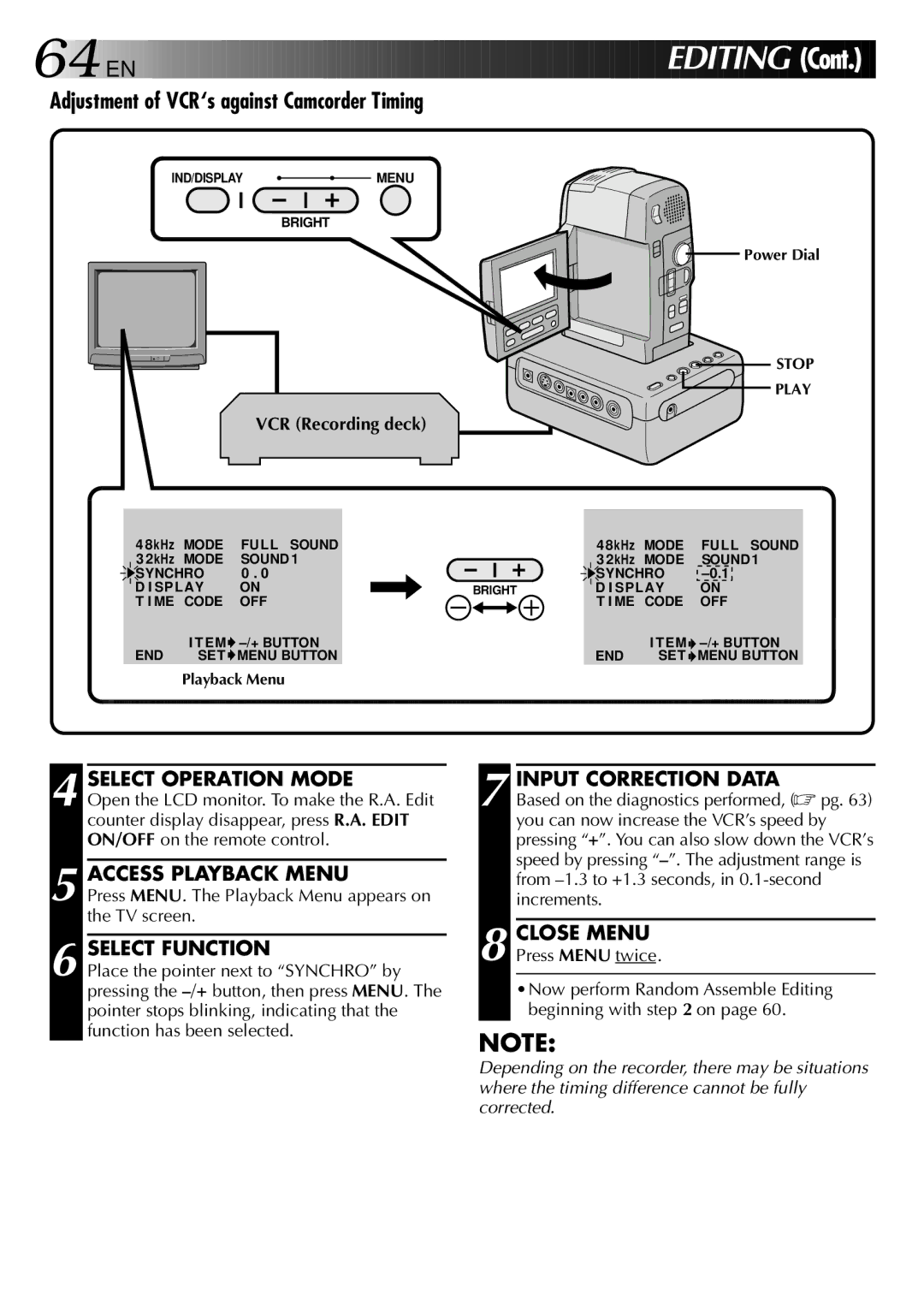 JVC GR-DVM801, LYT0002-0F2A manual Input Correction Data, Press MENU. The Playback Menu appears on the TV screen 