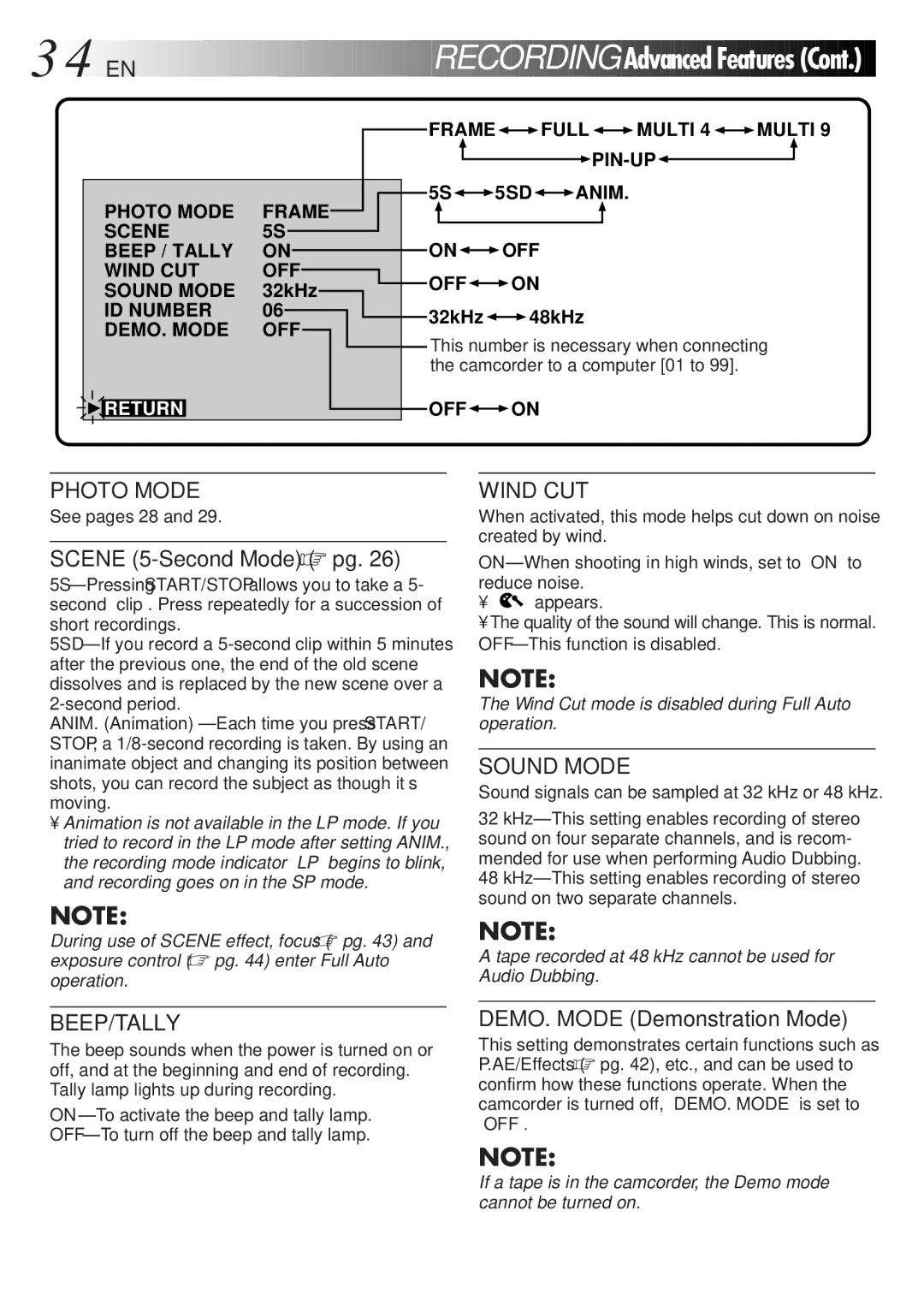 JVC GR-DVM828 manual 32kHz 48kHz 