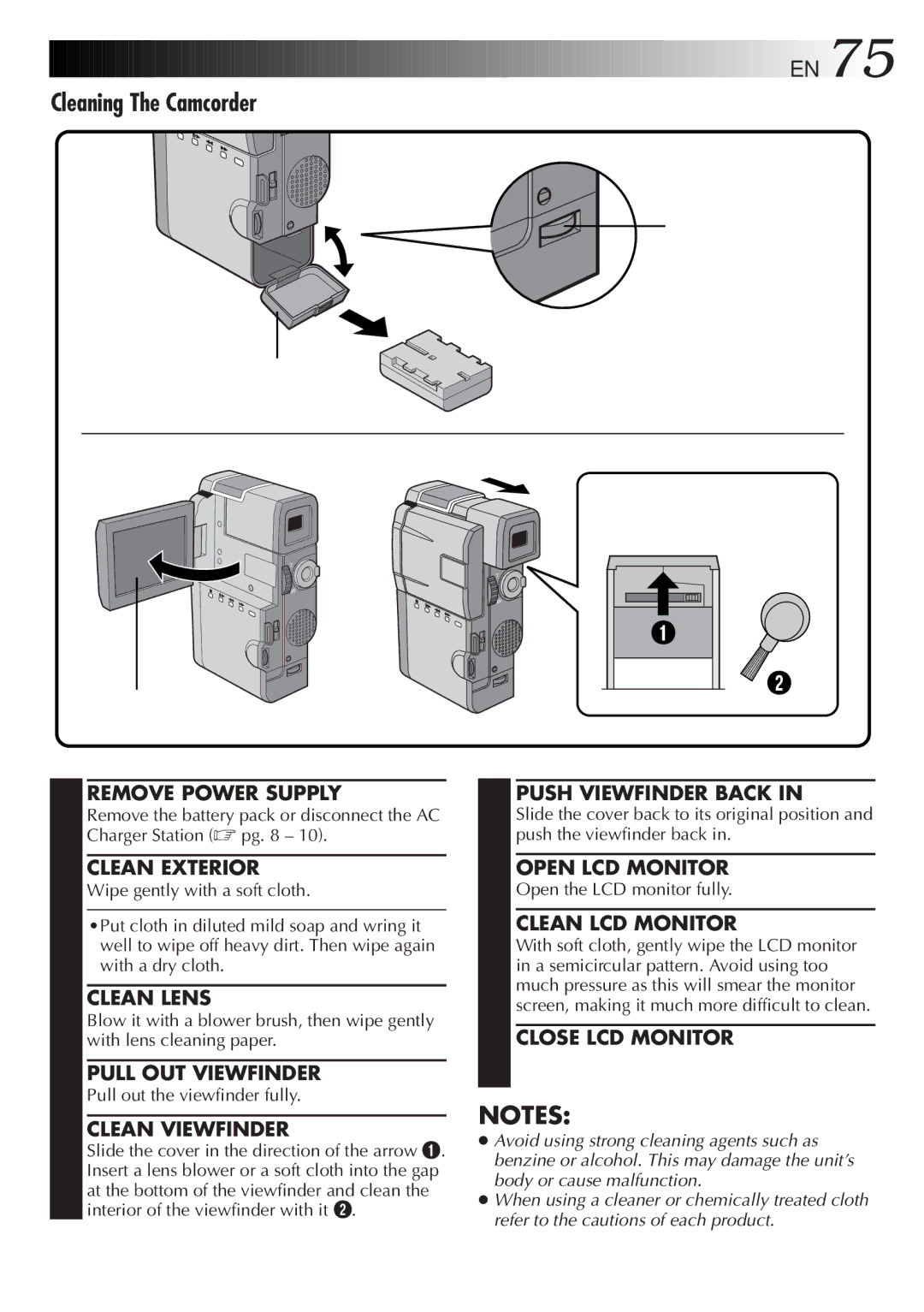 JVC GR-DVM828 manual Cleaning The Camcorder 