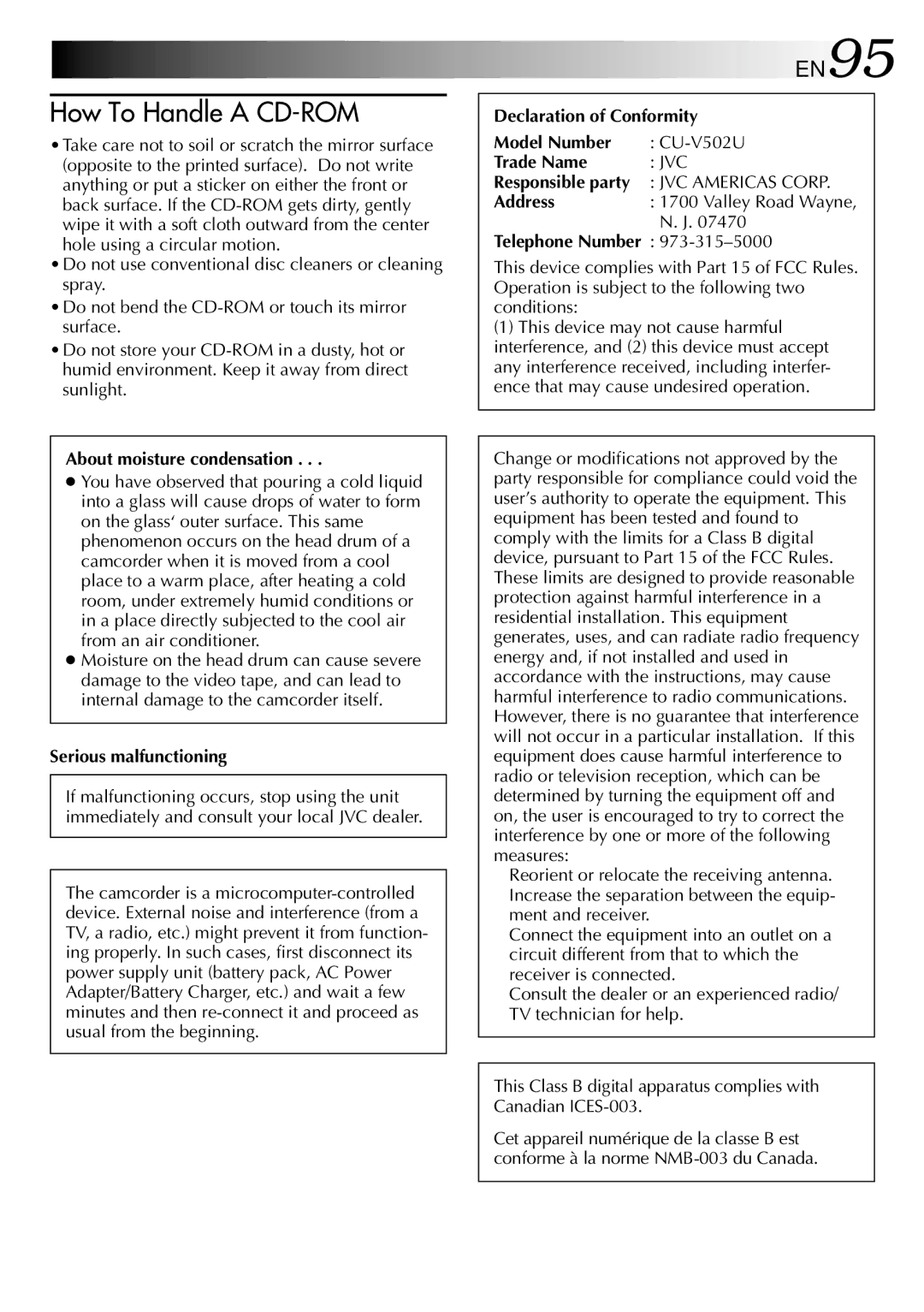 JVC GR-DVM90 specifications EN95 