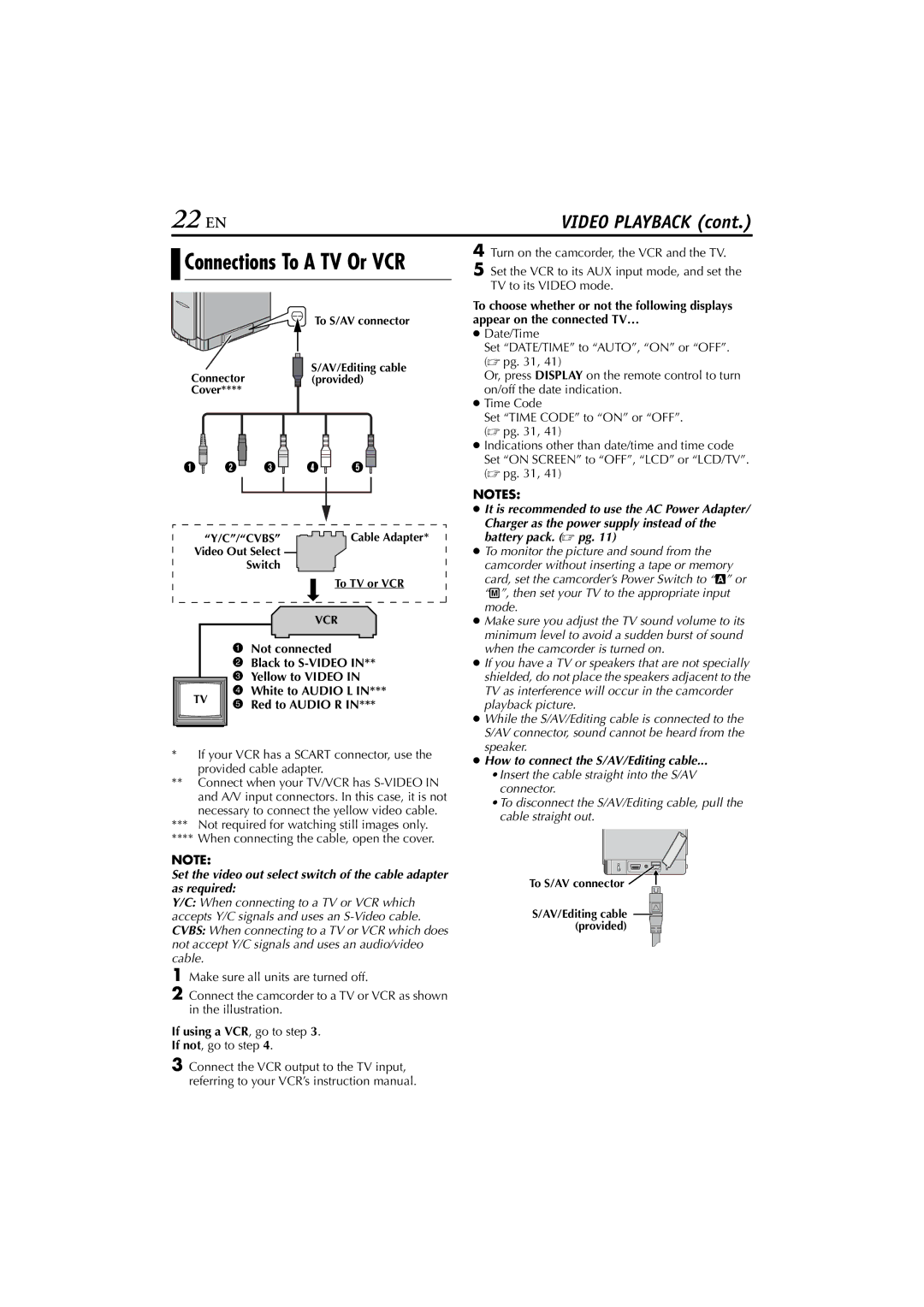 JVC GR-DVP10 manual 22 EN 