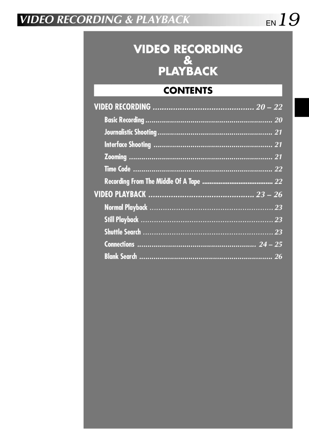 JVC GR-DVP3 specifications Video Recording & Playback 