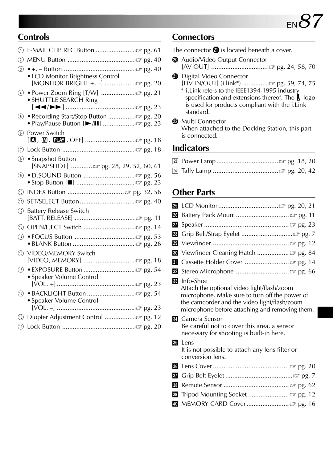 JVC GR-DVP3 specifications EN87 