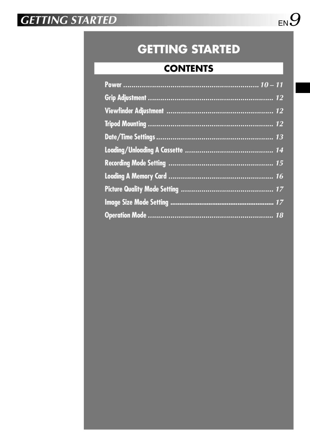 JVC GR-DVP3 specifications Getting Started 