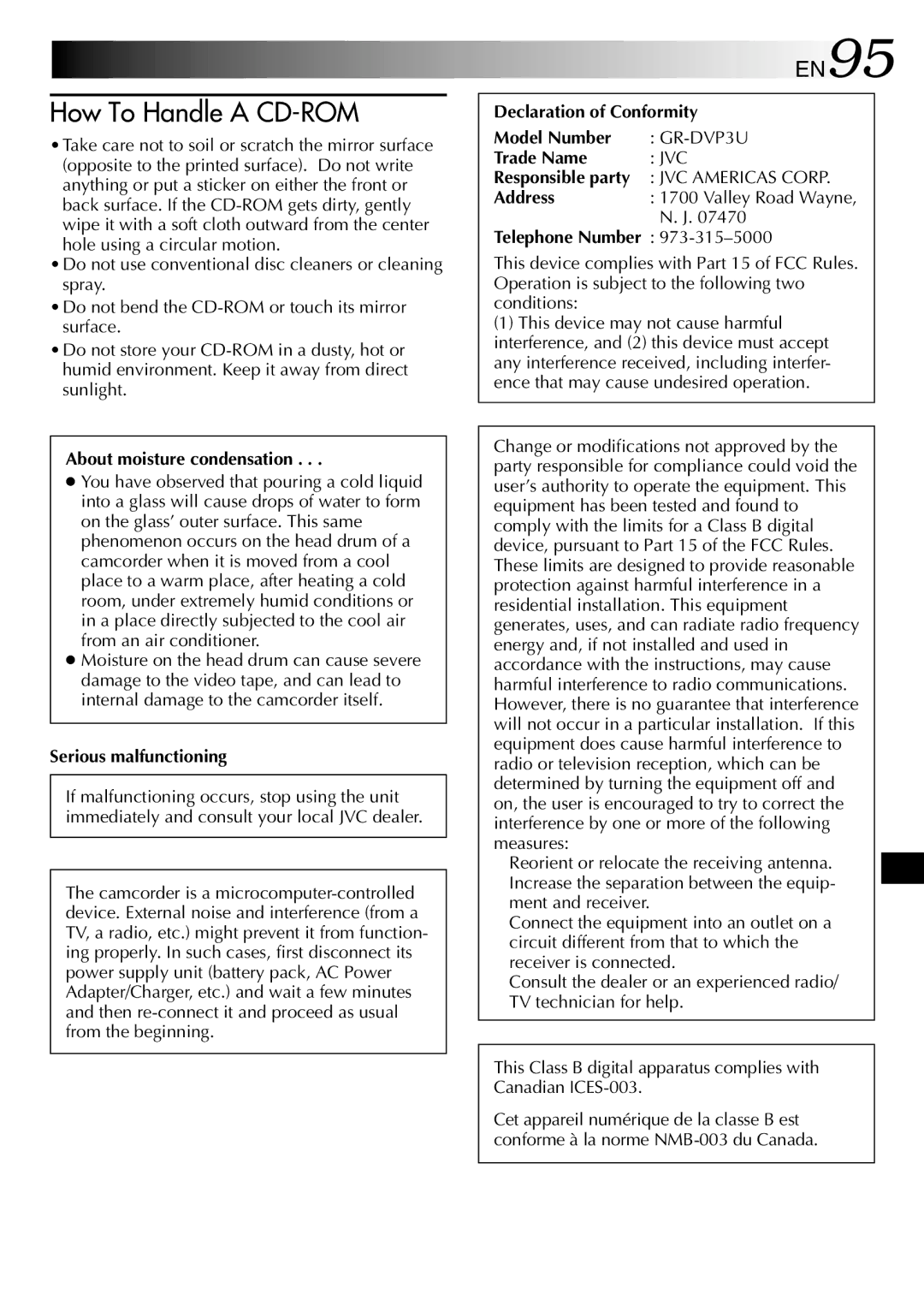 JVC GR-DVP3 specifications EN95 