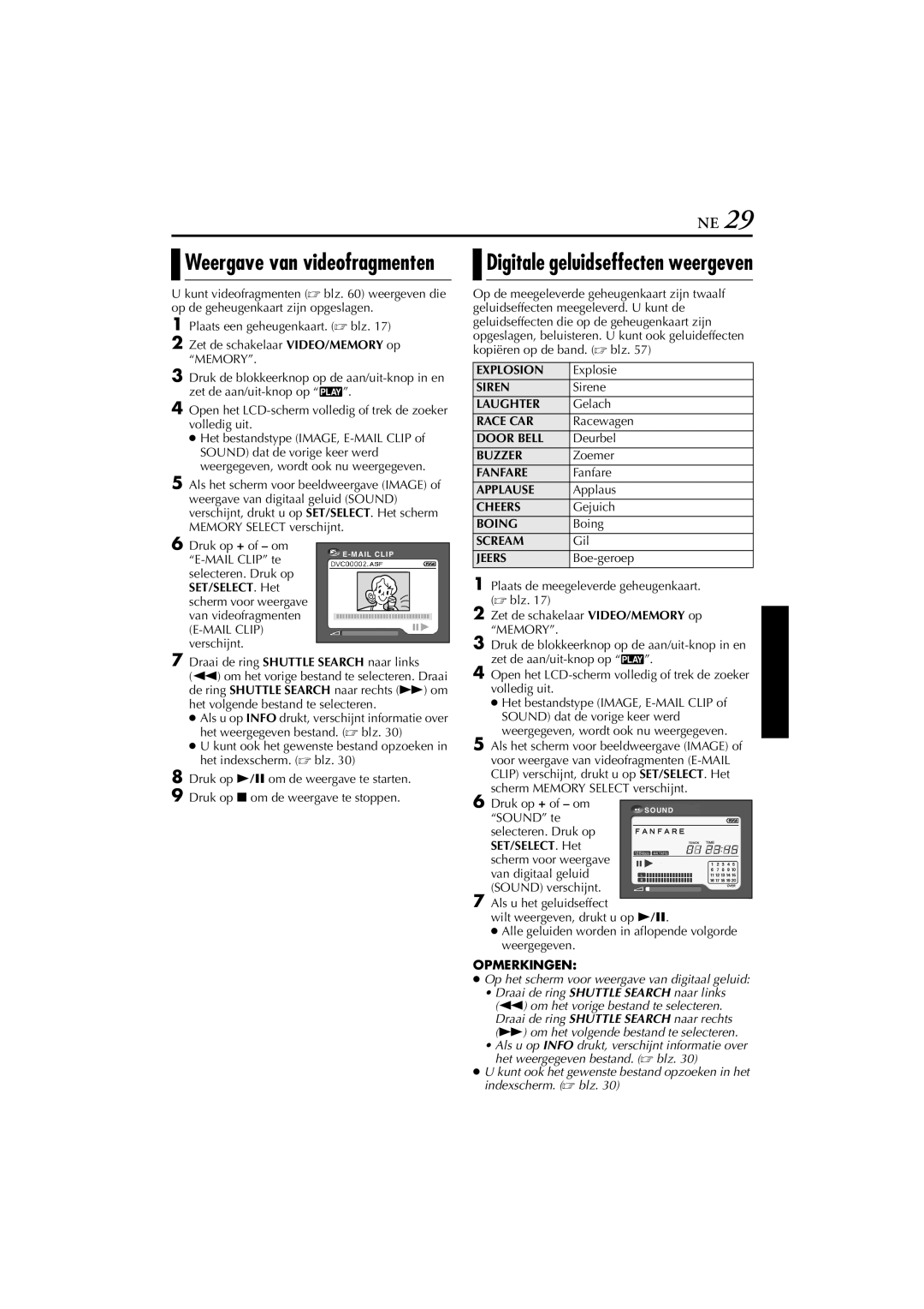 JVC GR-DVP7, GR-DVP5 manual Digitale geluidseffecten weergeven 