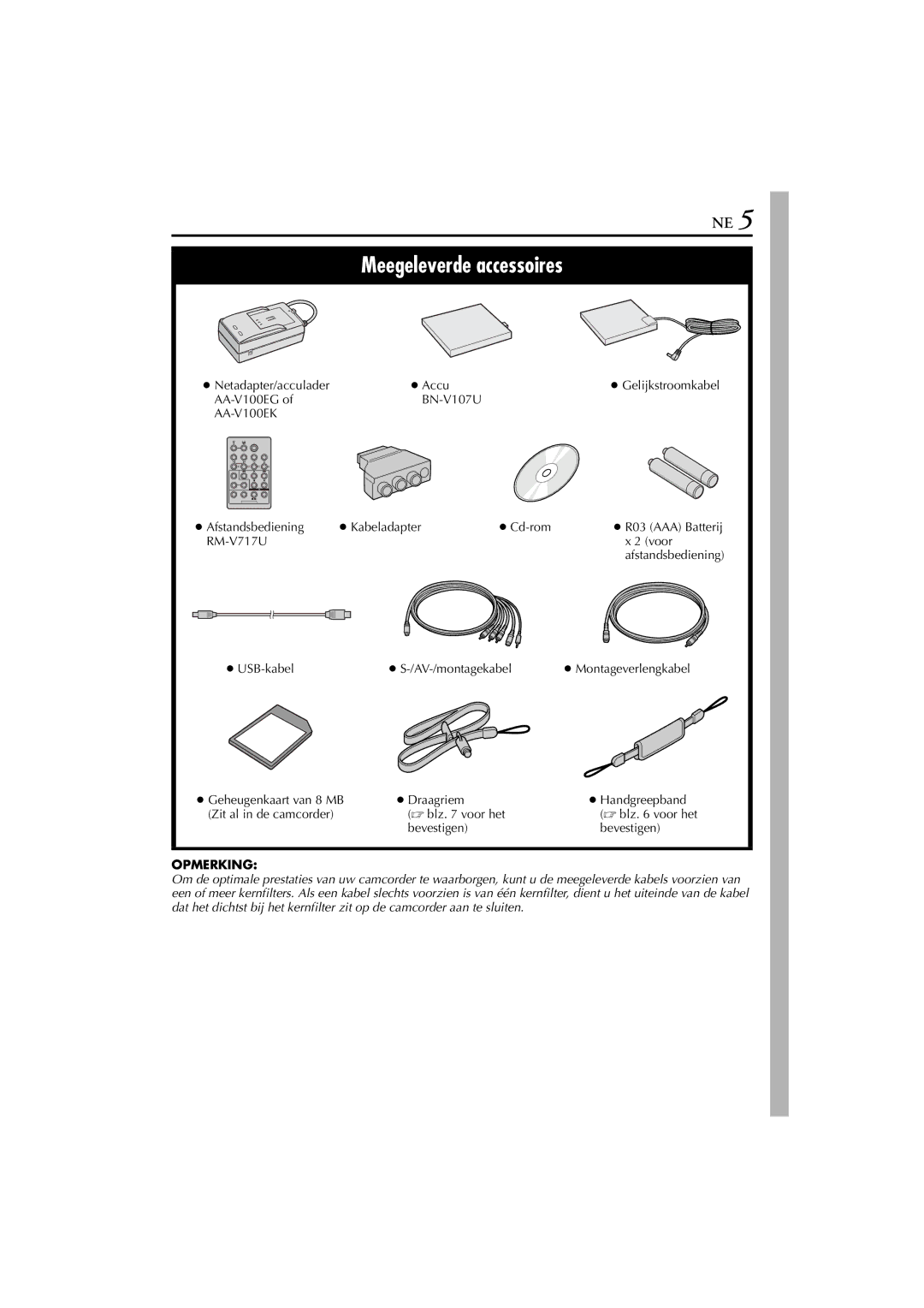 JVC GR-DVP7, GR-DVP5 manual Opmerking 