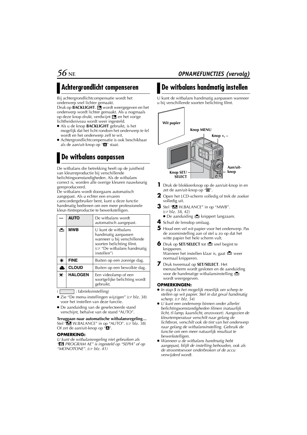 JVC GR-DVP5, GR-DVP7 manual 56 NE 