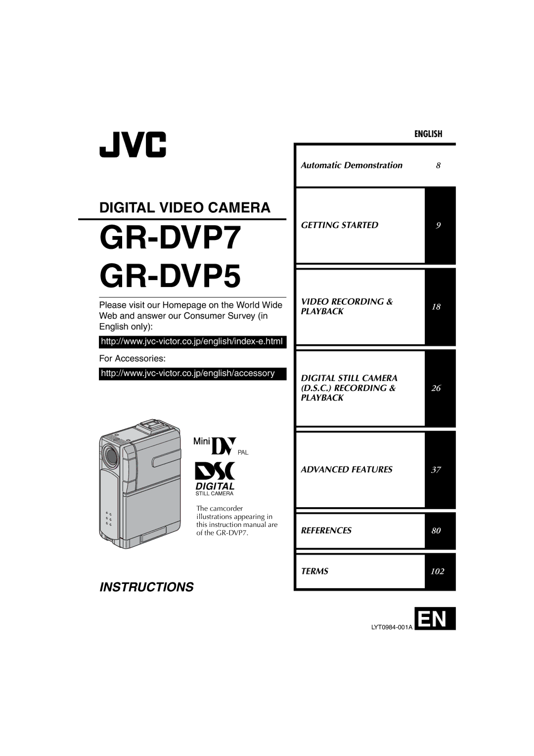 JVC instruction manual GR-DVP7 GR-DVP5 