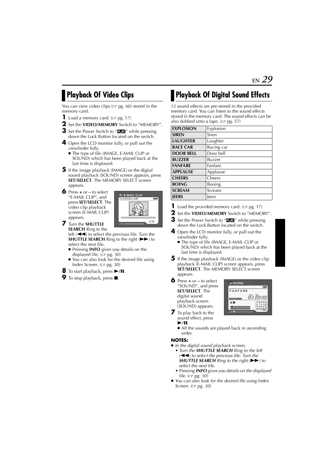 JVC GR-DVP7 instruction manual Playback Of Video Clips 