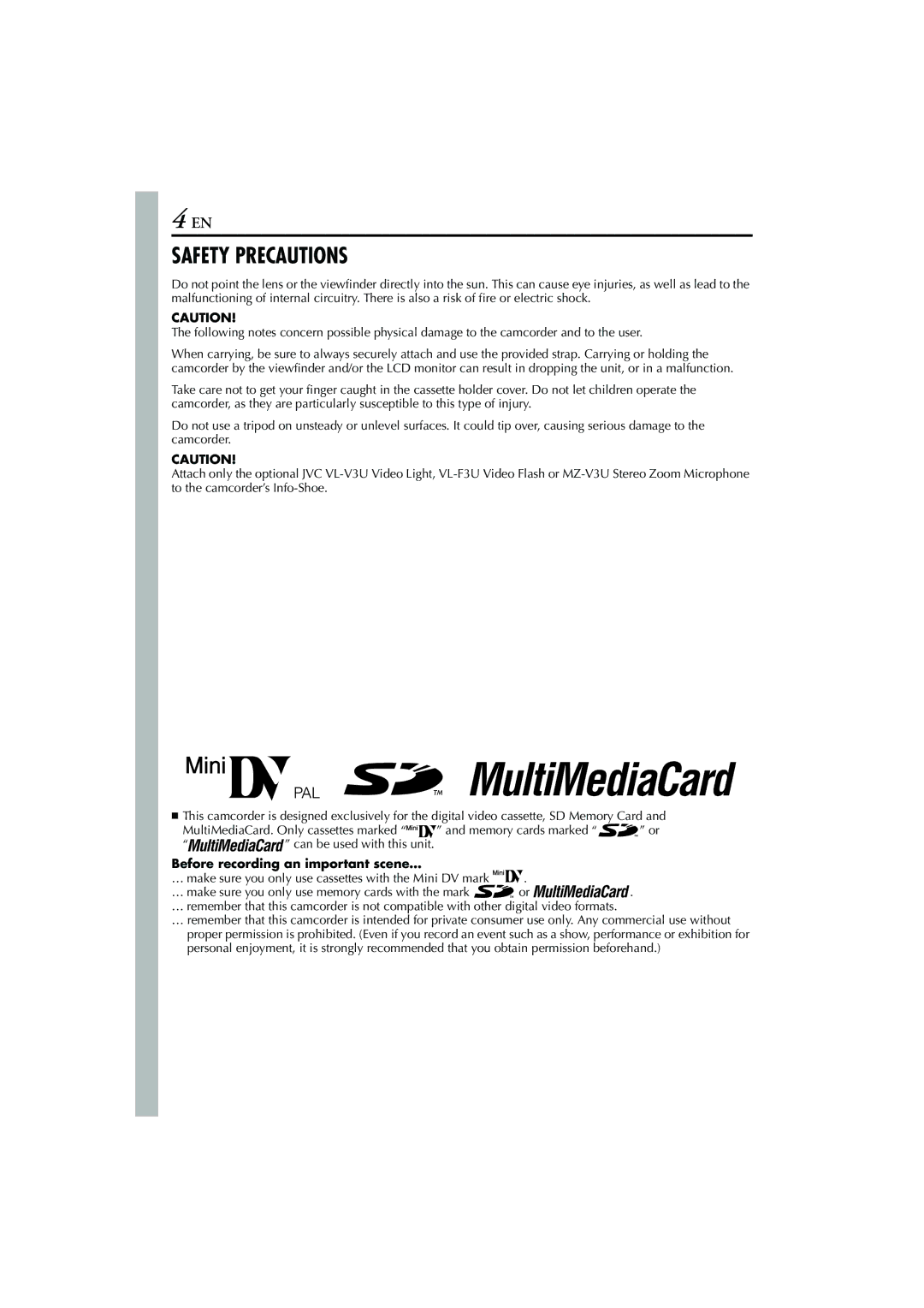 JVC GR-DVP7 instruction manual Before recording an important scene… 