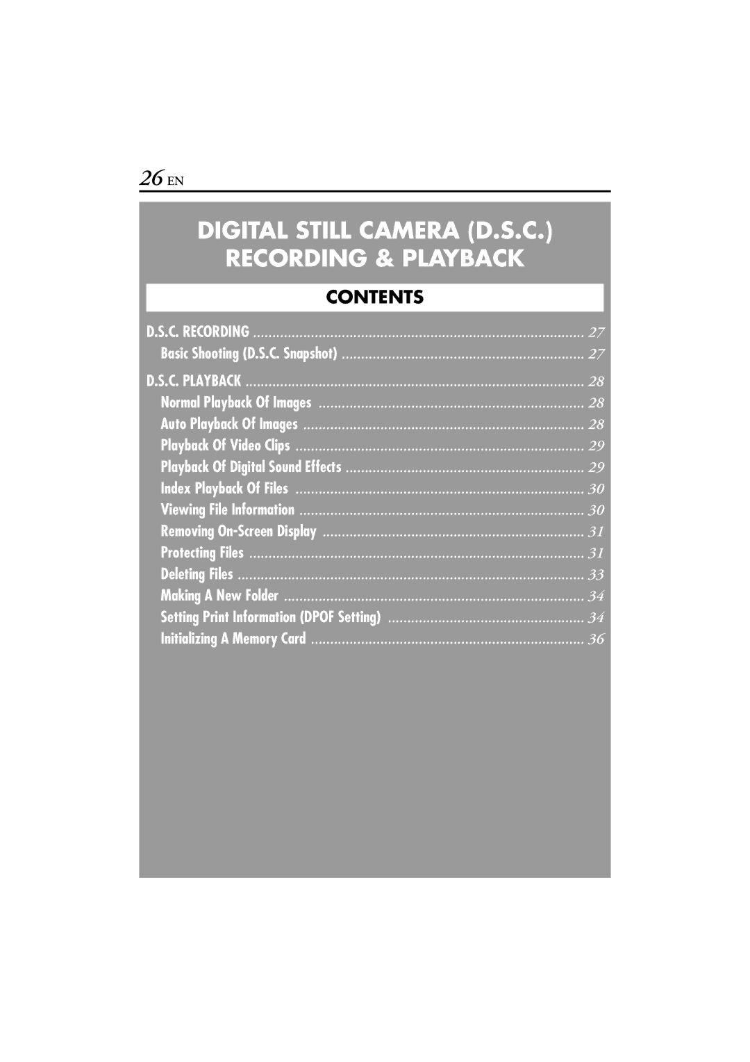 JVC GR-DVP7U manual 26 EN, Recording & Playback 