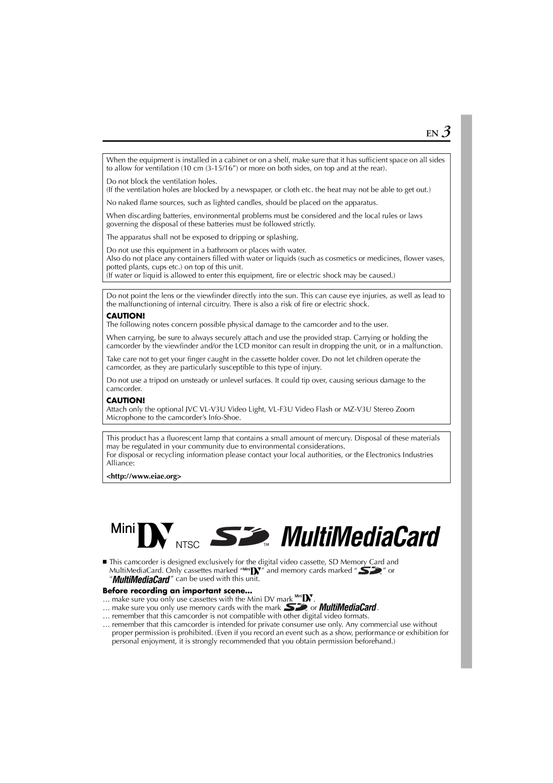 JVC GR-DVP7U manual Before recording an important scene… 