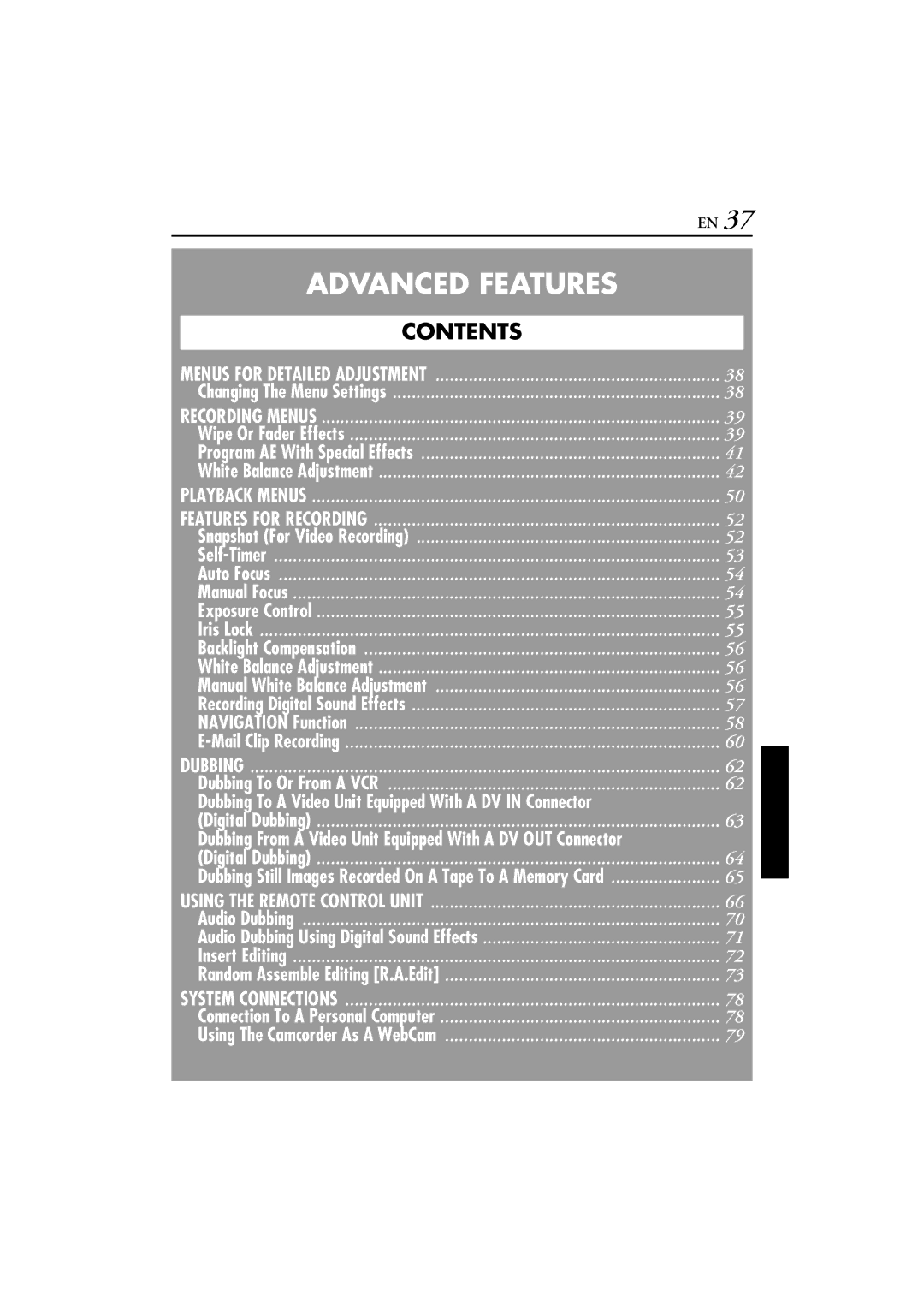 JVC GR-DVP7U manual Advanced Features 