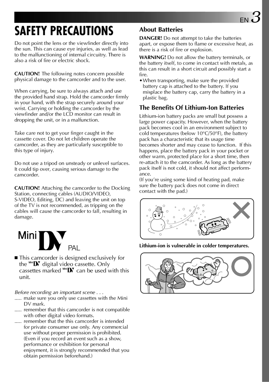 JVC LYT0002-0W3A, GR-DVX 2LTD manual Safety Precautions 