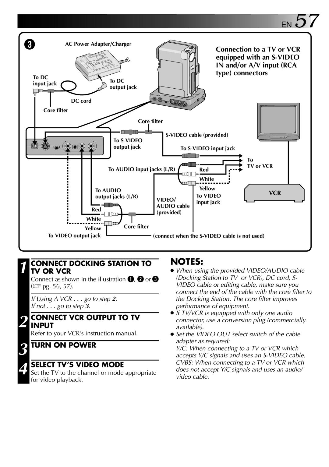 JVC LYT0002-0W3A, GR-DVX 2LTD manual Connection to a TV or VCR, Equipped with an S-VIDEO, And/or A/V input RCA 