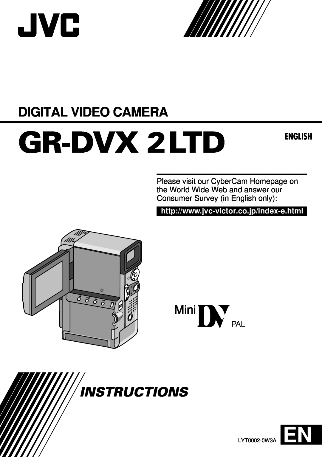 JVC GR-DVX 2LTD manual Digital Video Camera, Instructions, English, LYT0002-0W3A EN 