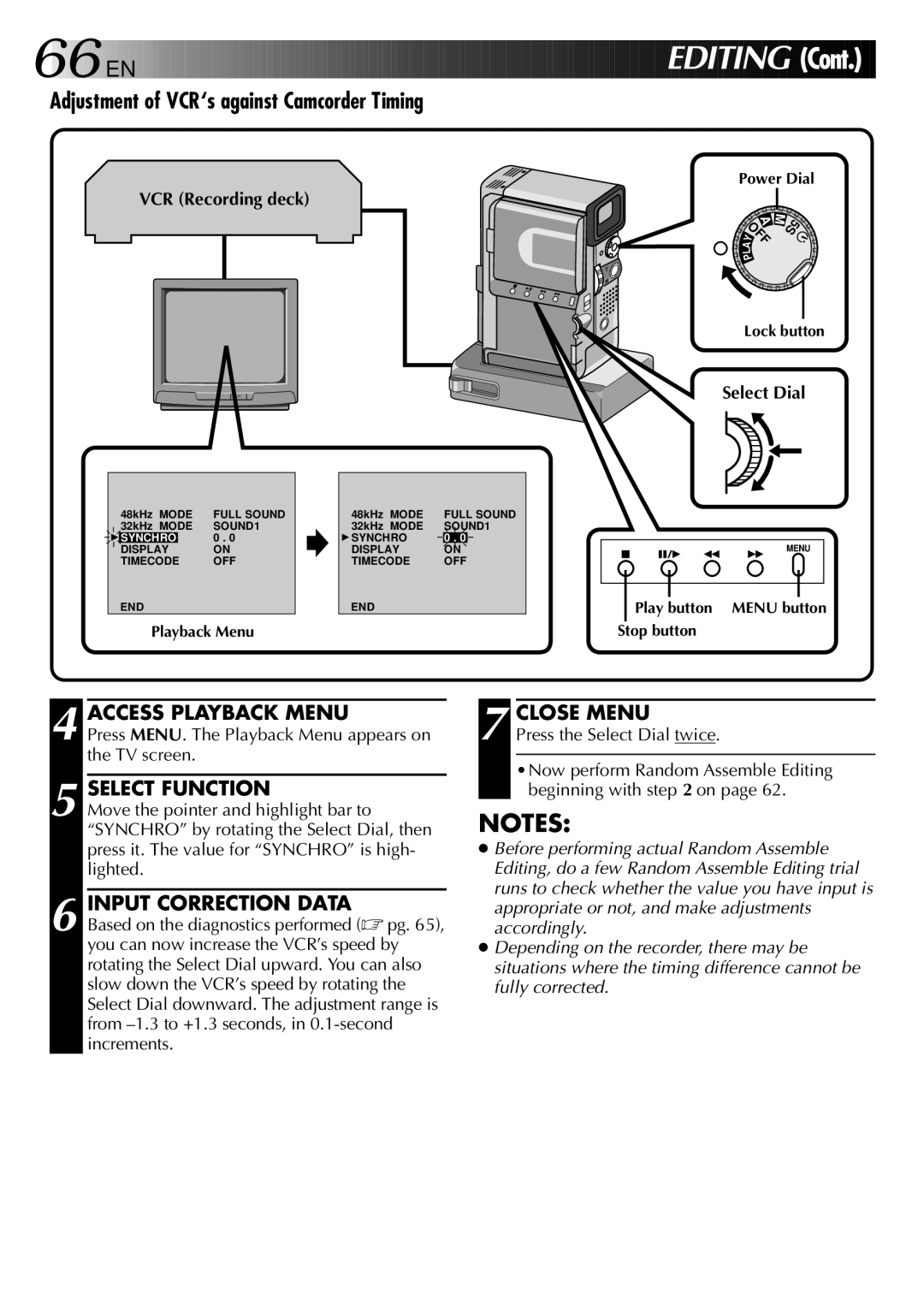 JVC GR-DVX manual Input Correction Data, Press MENU. The Playback Menu appears on the TV screen 