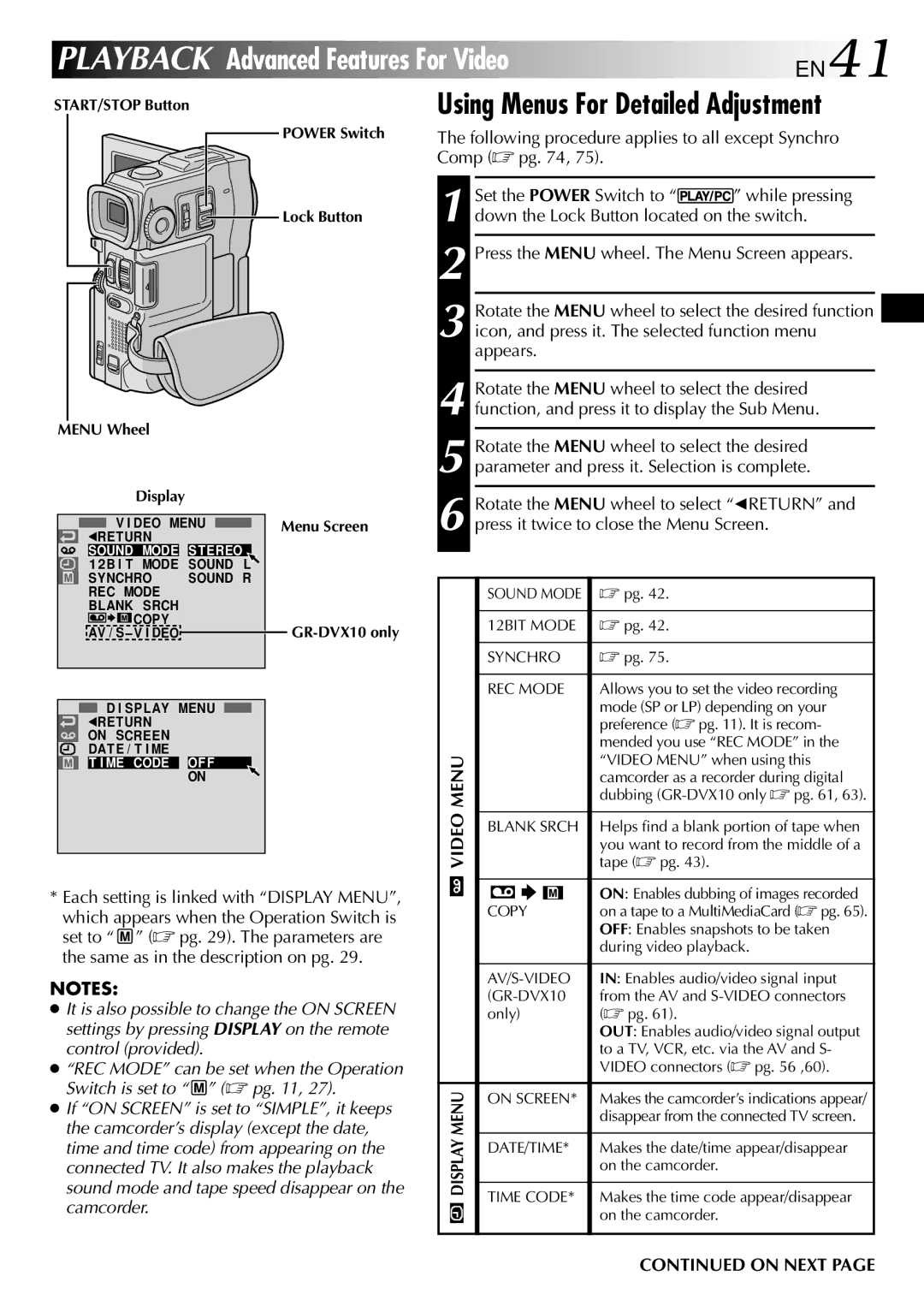 JVC GR-DVX10 specifications EN41 