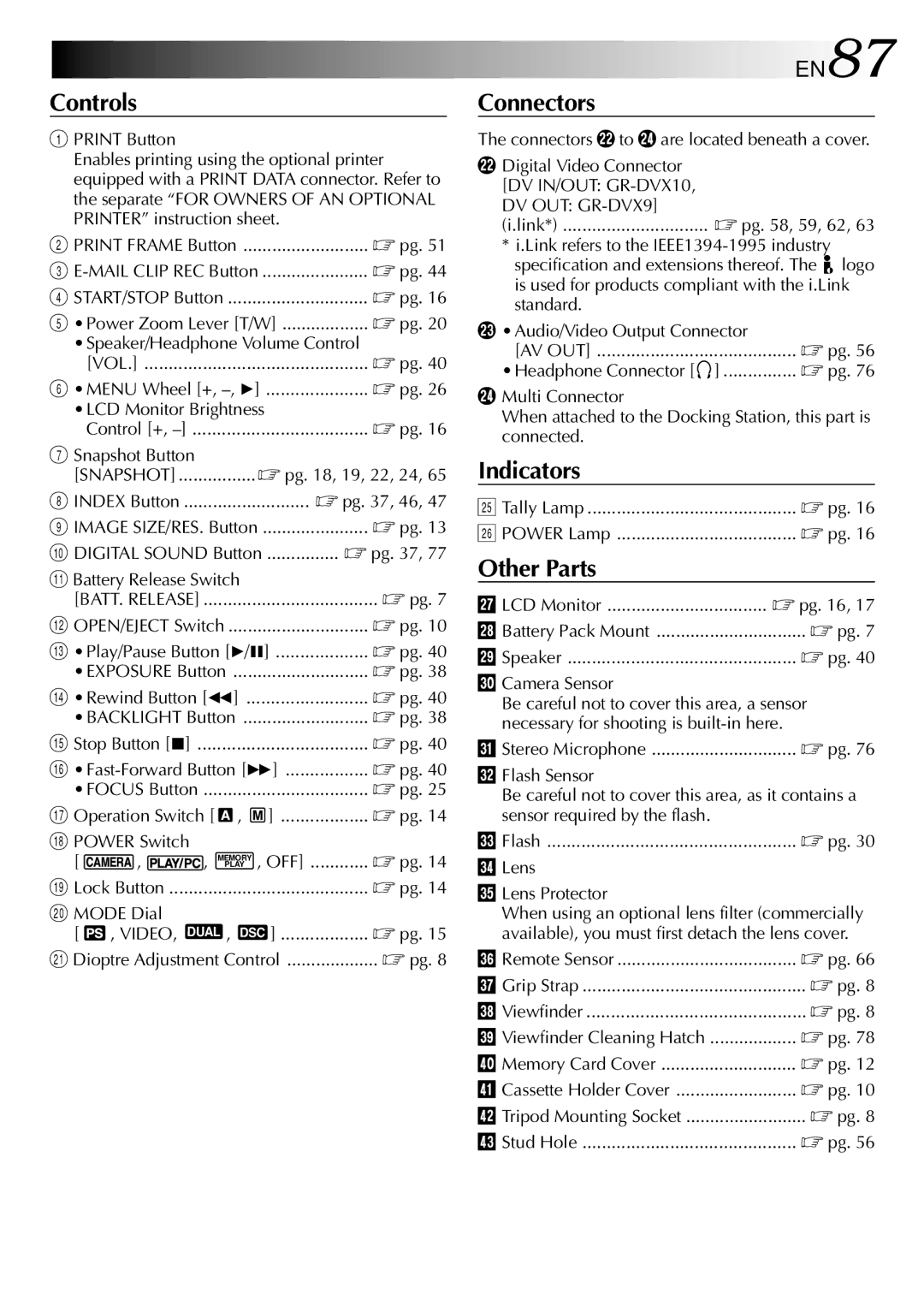 JVC GR-DVX10 specifications EN87 