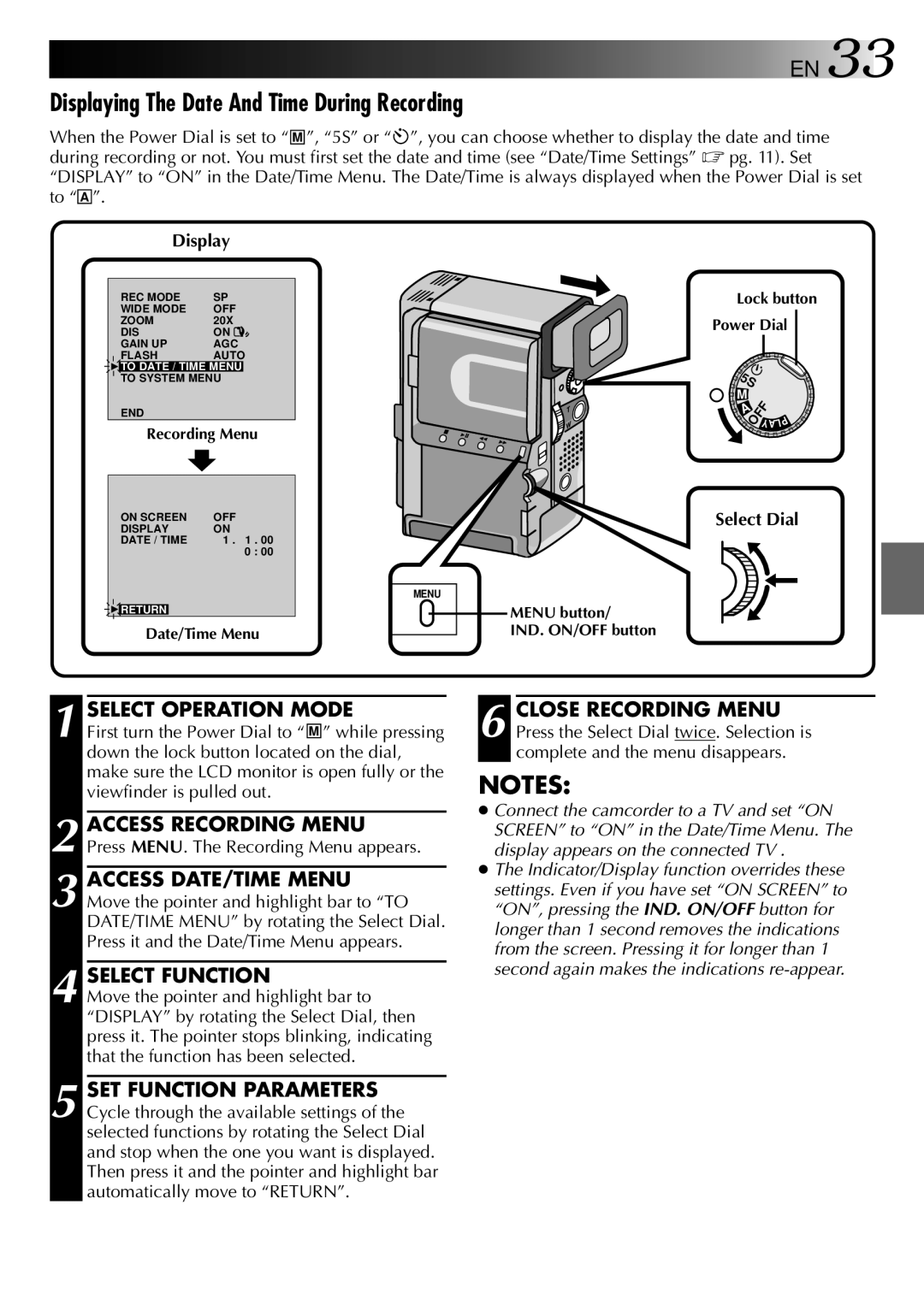 JVC LYT0002-0X8A, GR-DVX2 specifications Displaying The Date And Time During Recording 