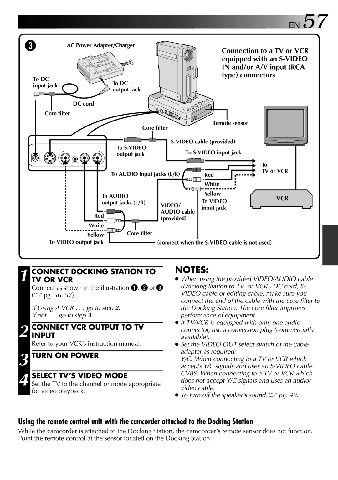 JVC LYT0002-0X8A, GR-DVX2 specifications Connection to a TV or VCR, Equipped with an S-VIDEO, And/or A/V input RCA 