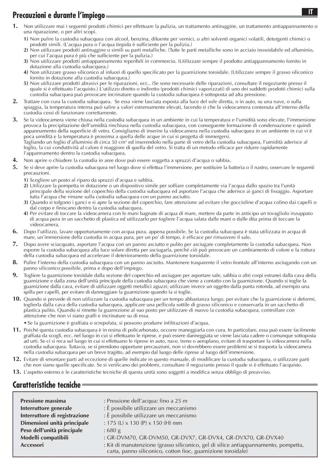 JVC GR-DVM50, GR-DVX4 Pressione massima, Interruttore generale, Interruttore di registrazione, Dimensioni unità principale 