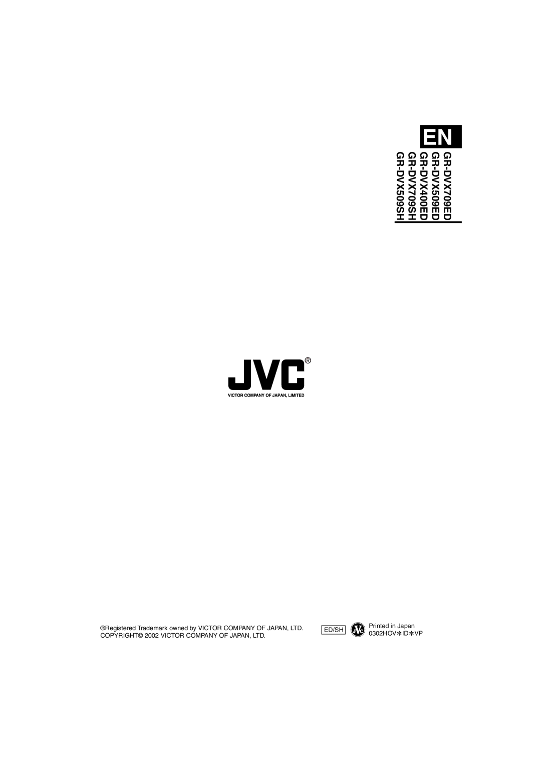 JVC GR-DVX709SH, GR-DVX509ED, GR-DVX709ED, GR-DVX509SH, GR-DVX400ED instruction manual Ed/Sh 