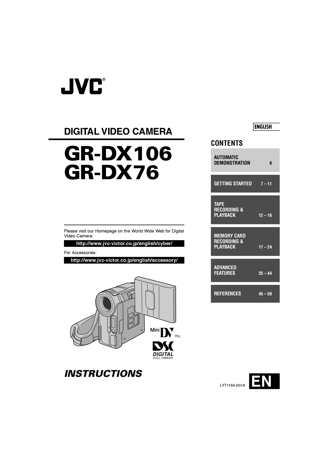 JVC GR-DX106/76AG manual GR-DX106 GR-DX76 