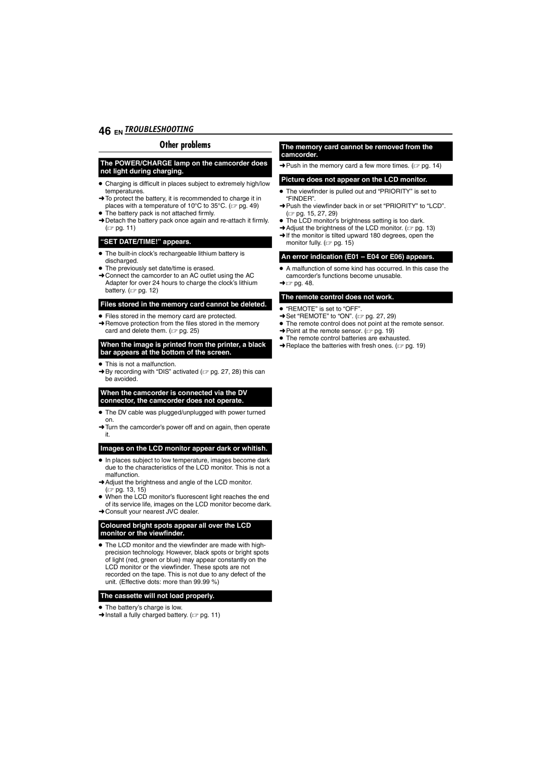 JVC GR-DX307, GR-DX107, GR-DX317 instruction manual EN Troubleshooting, Other problems 