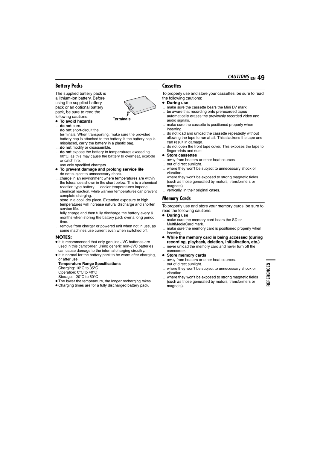 JVC GR-DX307, GR-DX107, GR-DX317 instruction manual Battery Packs, Memory Cards 