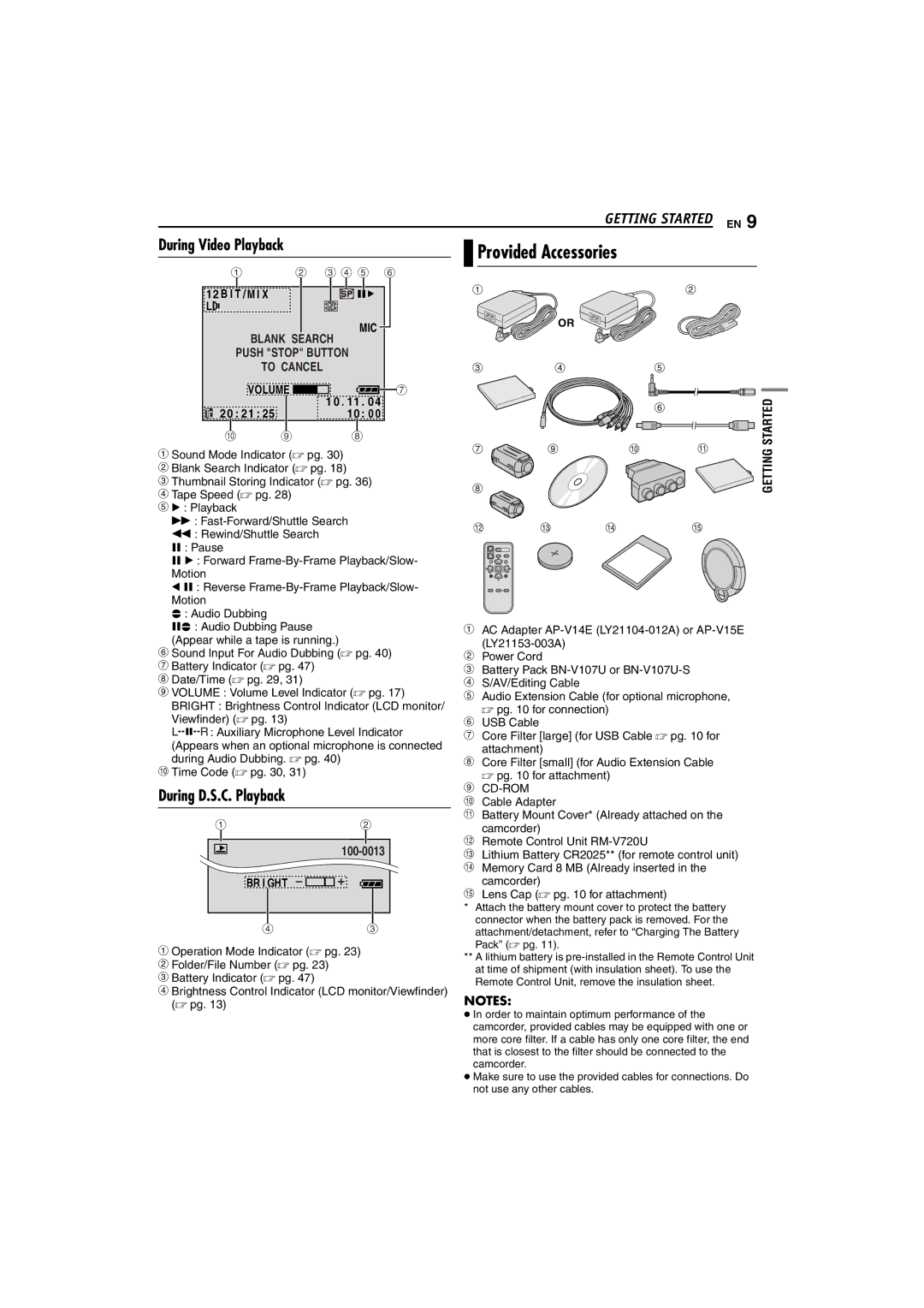 JVC GR-DX107, GR-DX307, GR-DX317 instruction manual During Video Playback, During D.S.C. Playback, Mic, Br I Ght 