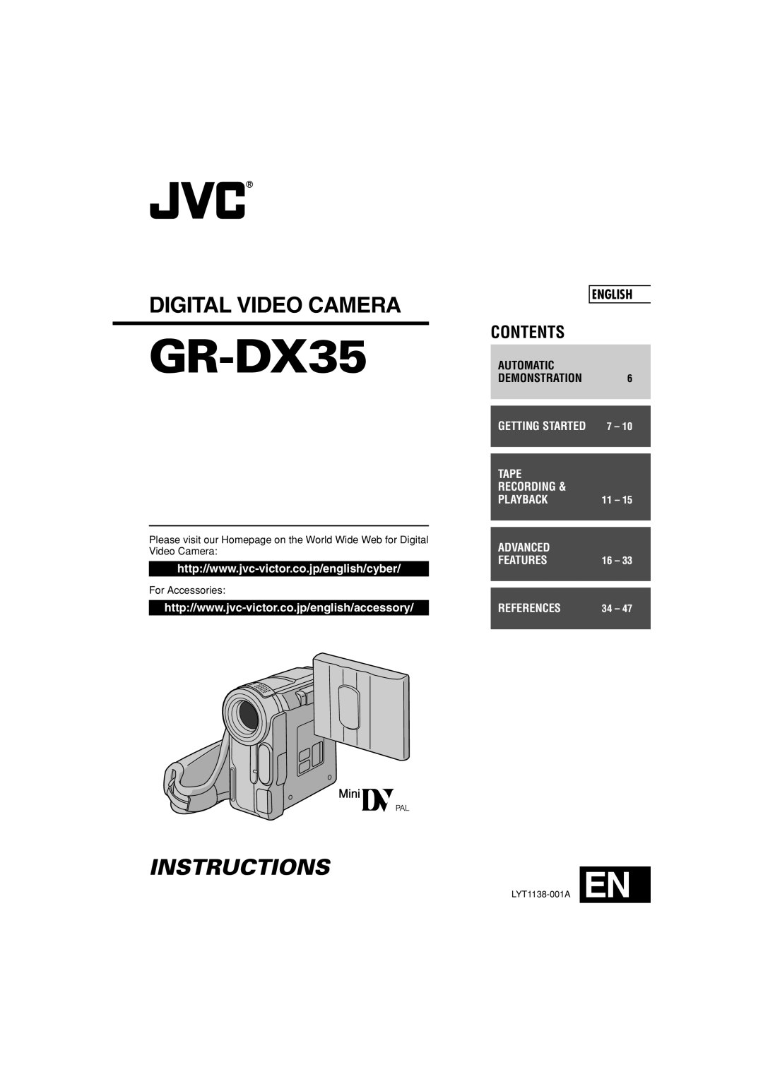 JVC GR-DX35 manual 