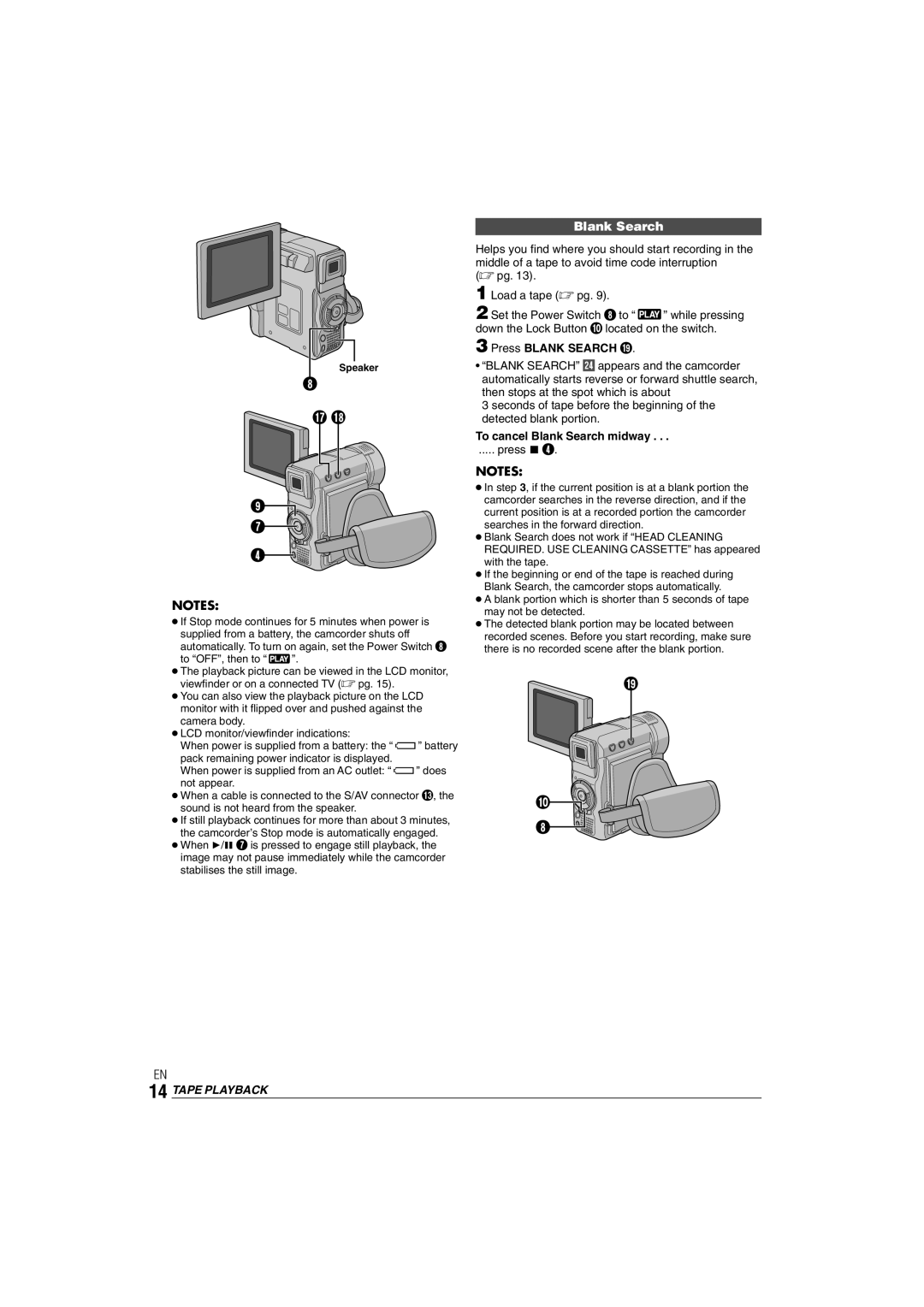 JVC GR-DX35 manual Press Blank Search, To cancel Blank Search midway, Tape Playback 