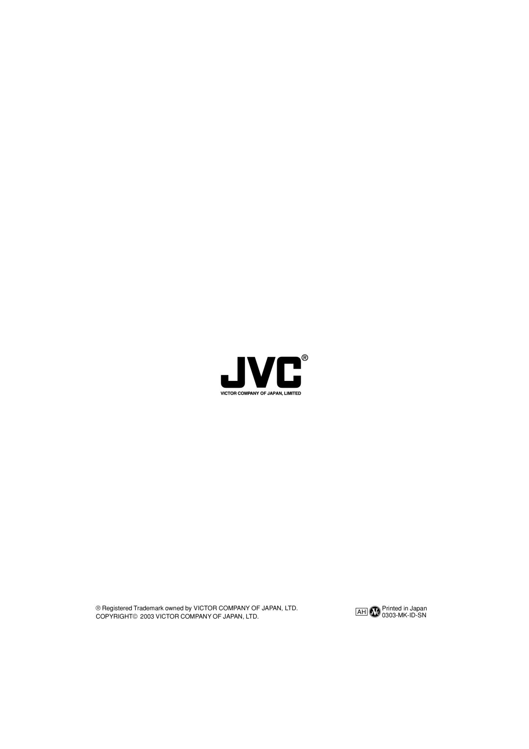 JVC GR-DX35 manual AH 0303-MK-ID-SN 