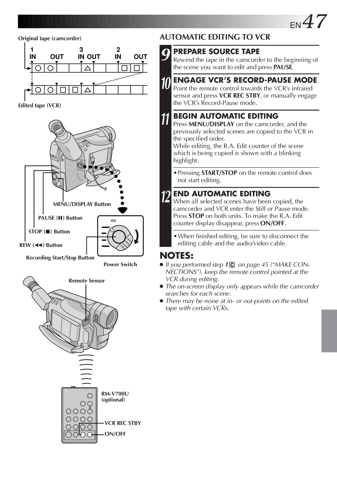 JVC GR-FXM15 specifications Automatic Editing to VCR, Prepare Source Tape, Begin Automatic Editing, END Automatic Editing 