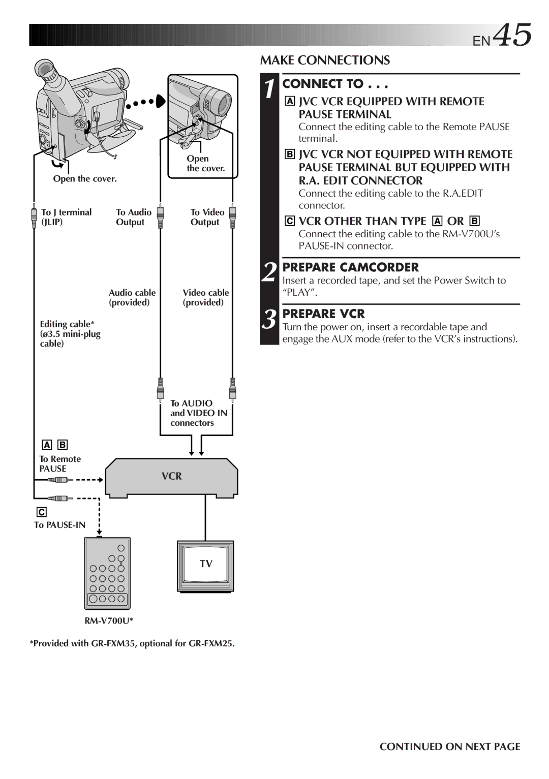 JVC GR-FXM25 manual Make Connections 